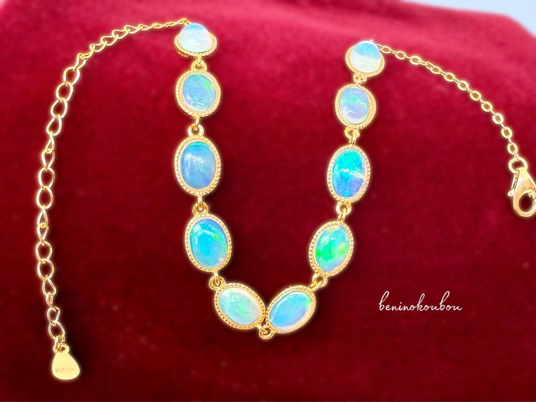 心を満たす虹色の輝き⭐︎4Aプレシャスオパール Silver925上品ブレスレット