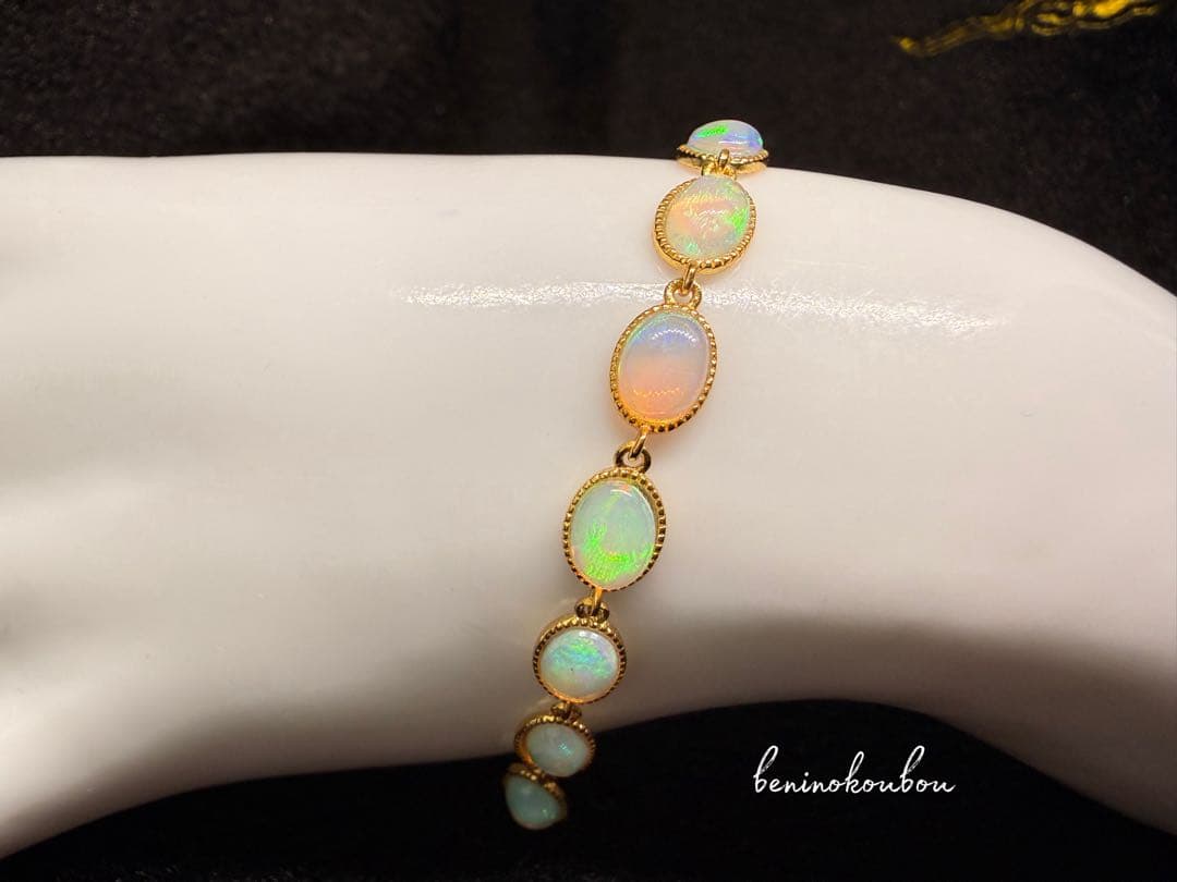 心を満たす虹色の輝き⭐︎4Aプレシャスオパール Silver925上品ブレスレット