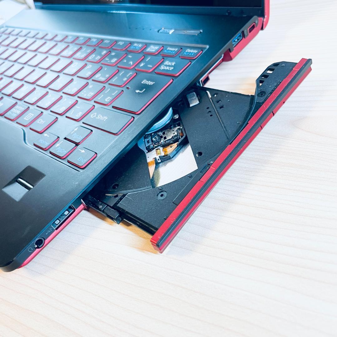 軽量コンパクト 爆速SSD DVD Windows11 ノートパソコン 赤×黒