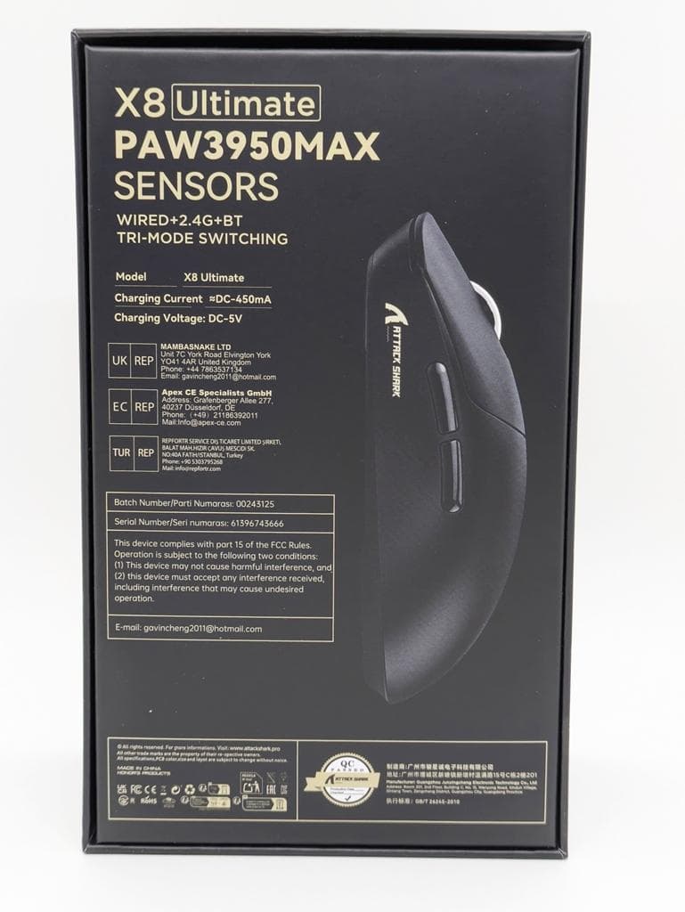 ゲーミングマウス ATTACK SHARK X8ULTIMATE 65g 8K