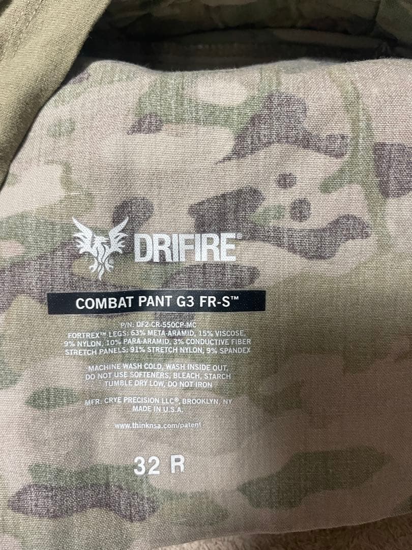 【極希少・実物難燃】CRYE PRECISION G3 DRIFIRE FR-S