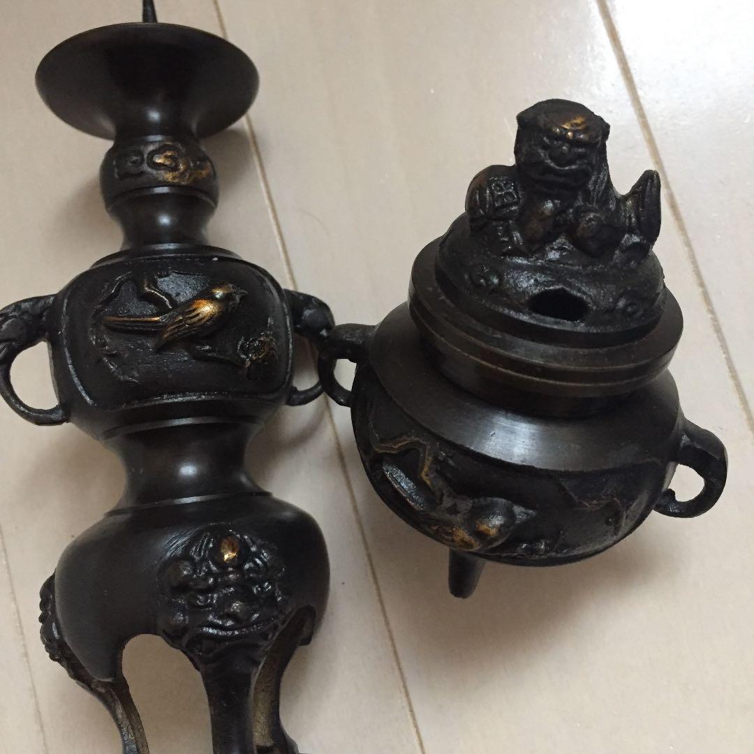 仏具セット 灯立て、香合*