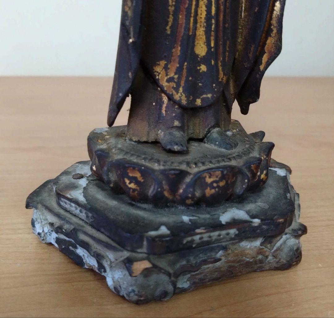 木彫り　金彩　阿弥陀如来像　江戸時代