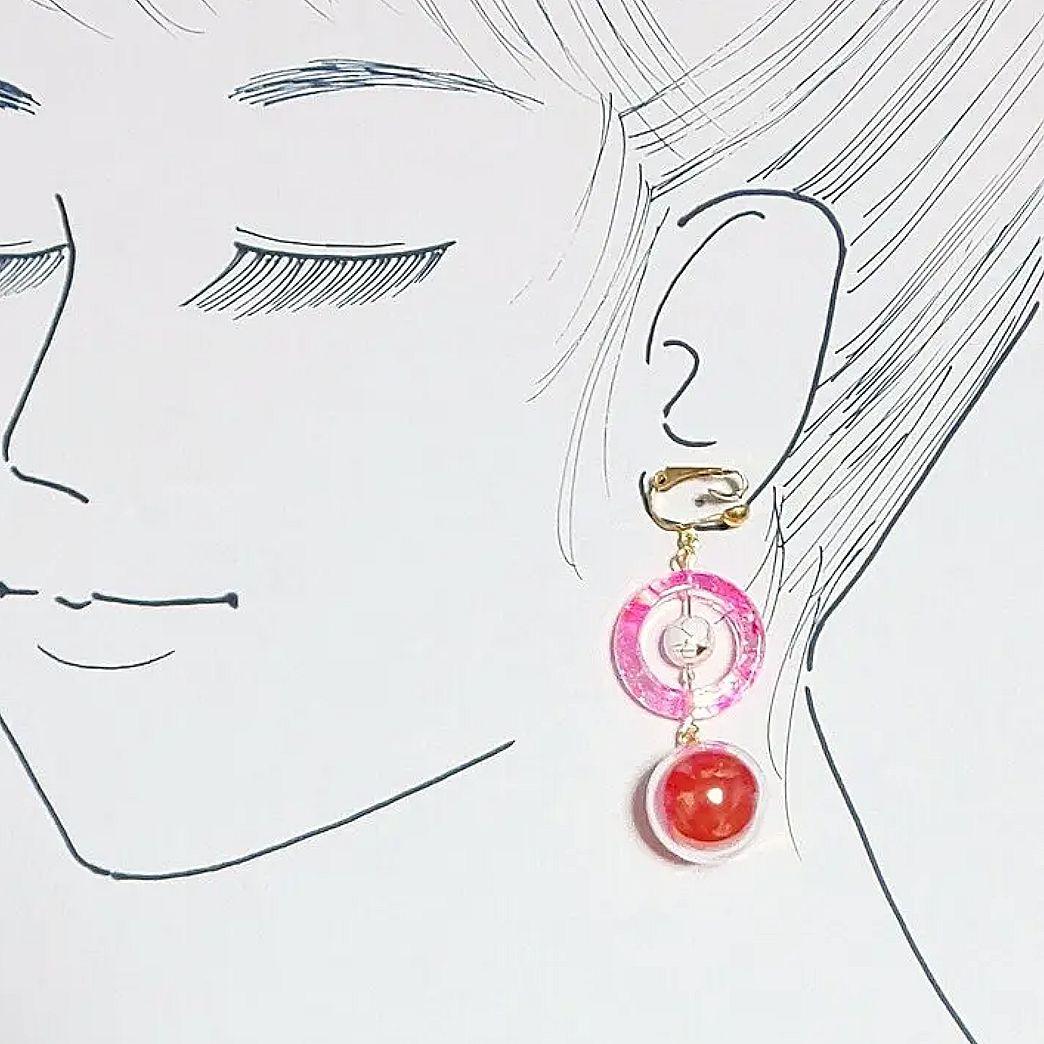 【279】レジンリングとガラスドームのイヤリング／ピアス