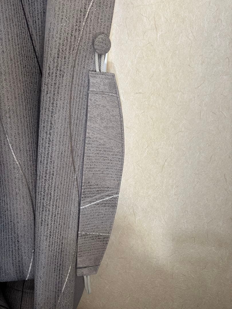 グレー波模様カーテン＋レースカーテン