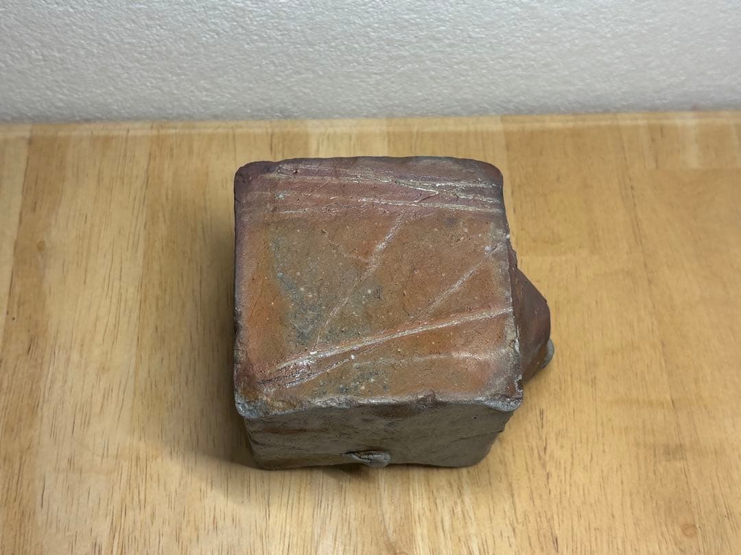 125. 備前焼 宝瓶 登り窯 梅 4角 手びねり 急須