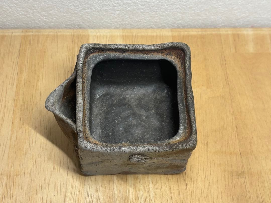 125. 備前焼 宝瓶 登り窯 梅 4角 手びねり 急須