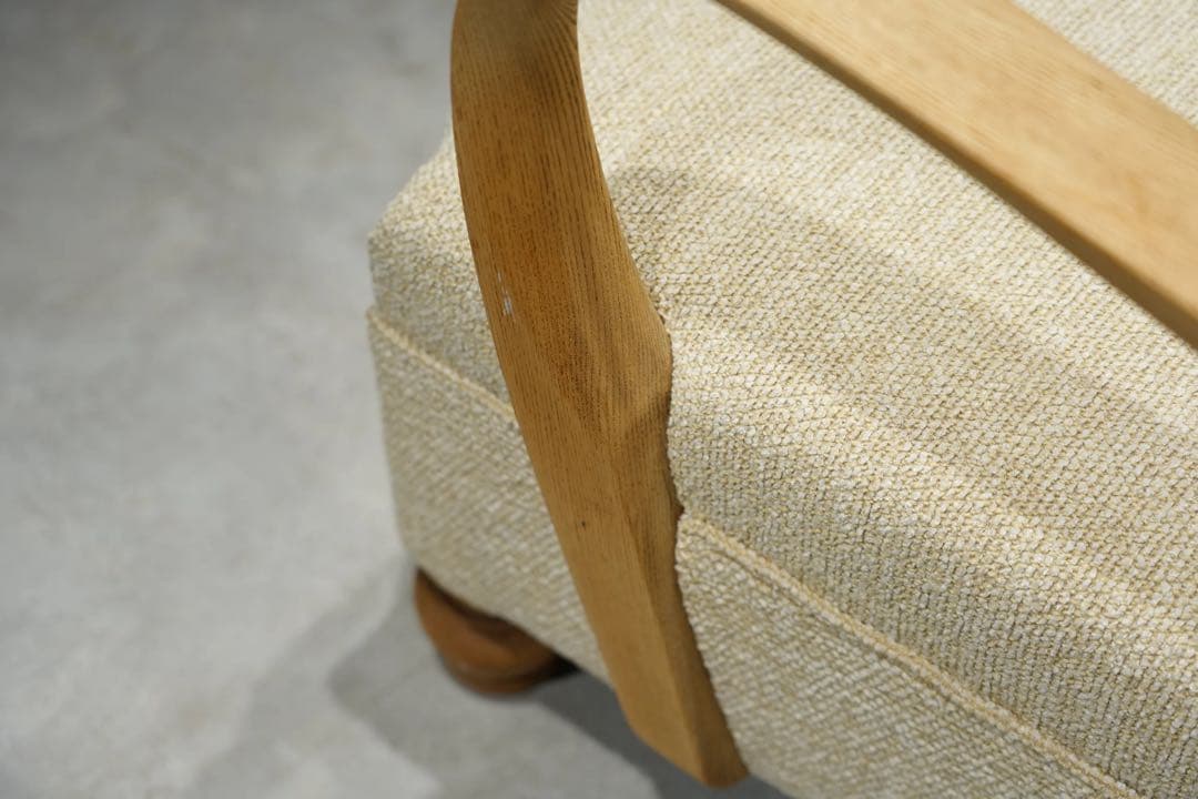 大正時代　1人掛けソファ　アンティークチェア　ブリッジアーム　栗材