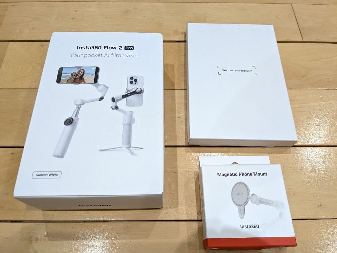 Insta360 Flow 2 Proホワイト+磁気マウント＋説明書＋ステッカー