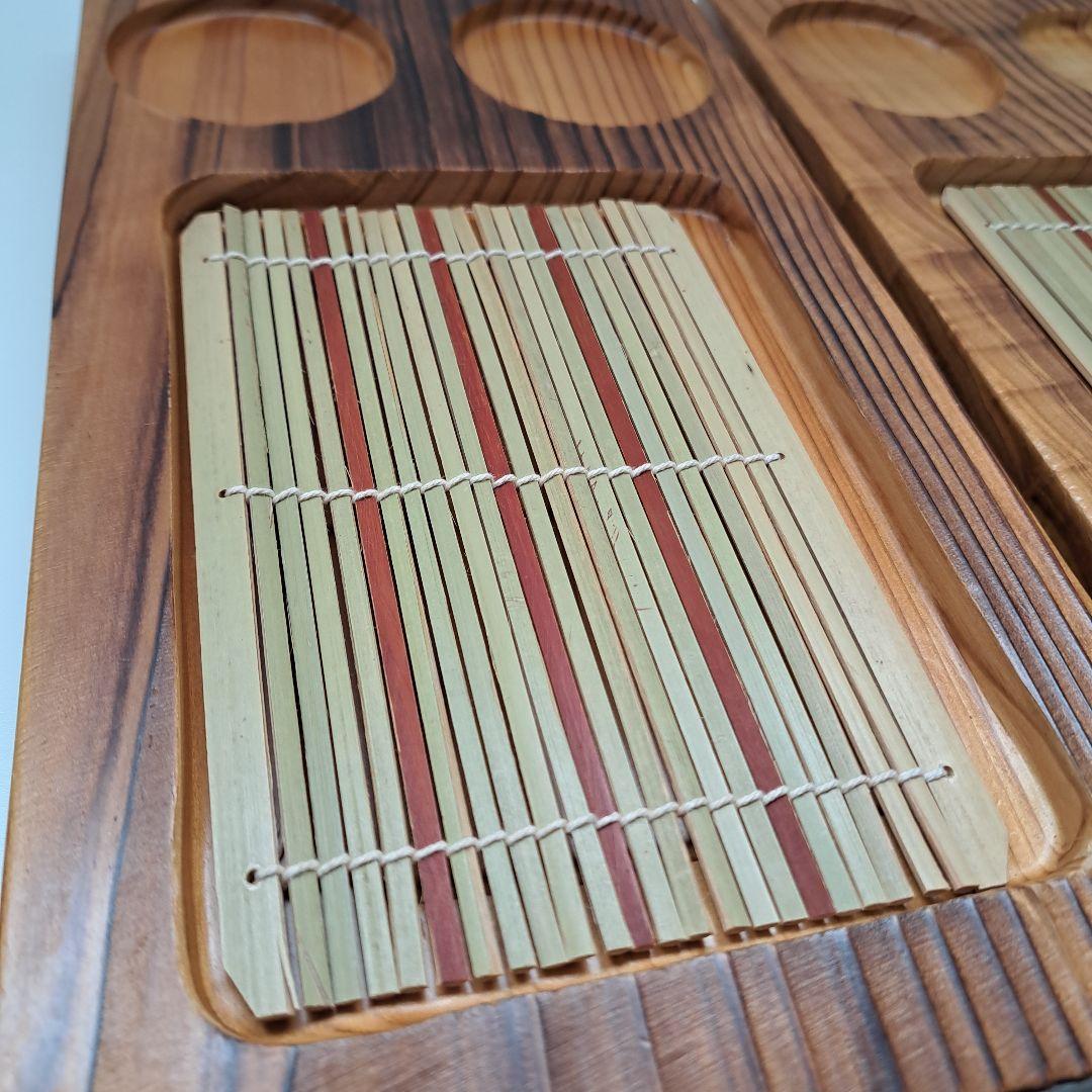 【未使用】 ヤマコー 焼杉 薬味付ざる 2客セット 蕎麦　うどん 木製プレート
