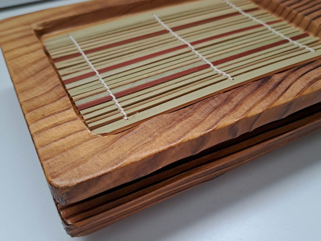 【未使用】 ヤマコー 焼杉 薬味付ざる 2客セット 蕎麦　うどん 木製プレート