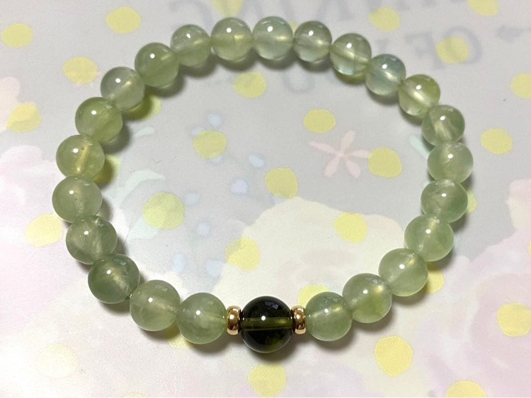 超希少♡ モルダバイト＆プレナイト デザインブレスレット