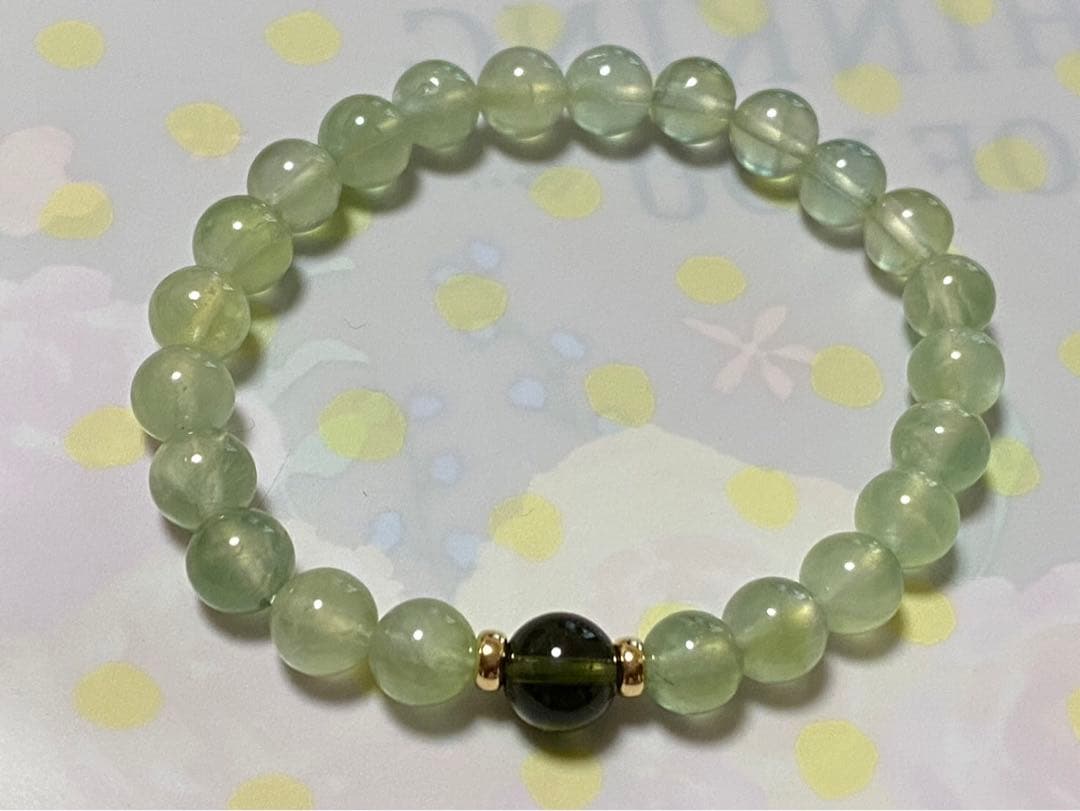 超希少♡ モルダバイト＆プレナイト デザインブレスレット