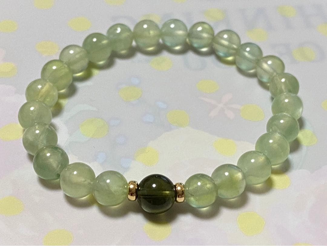 超希少♡ モルダバイト＆プレナイト デザインブレスレット