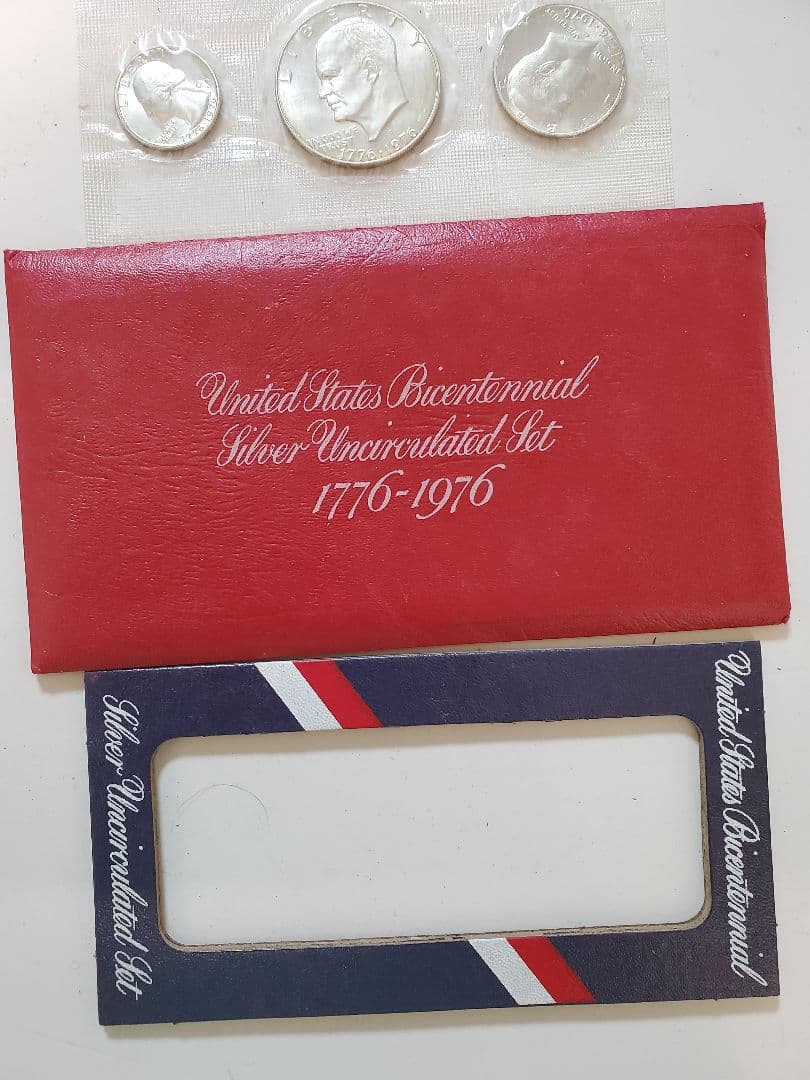 アメリカ独立200周年記念銀貨3枚セット1776−1976銀品位400/1000