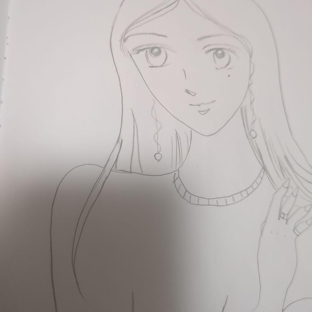 女性のポートレート イラスト 鉛筆画