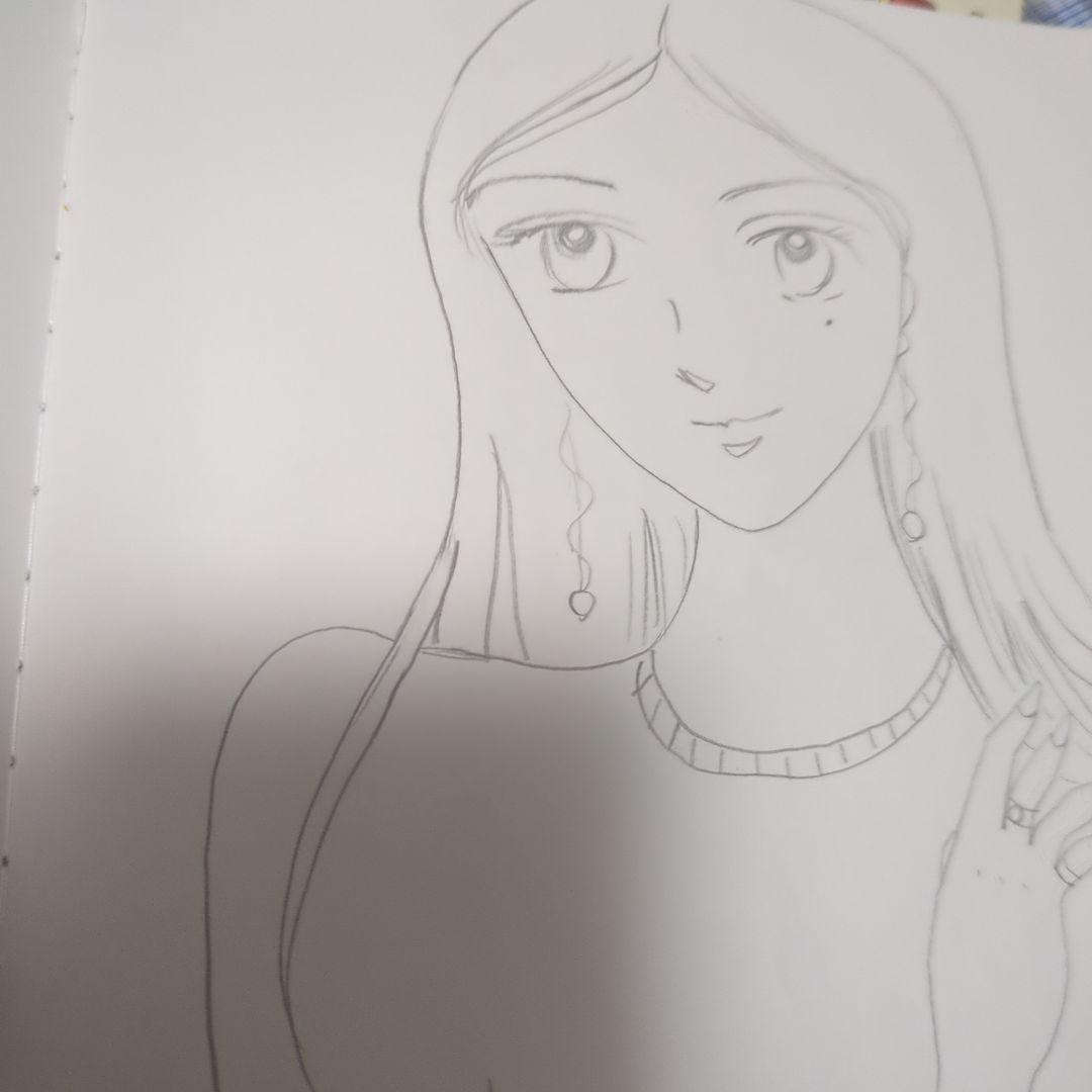 女性のポートレート イラスト 鉛筆画