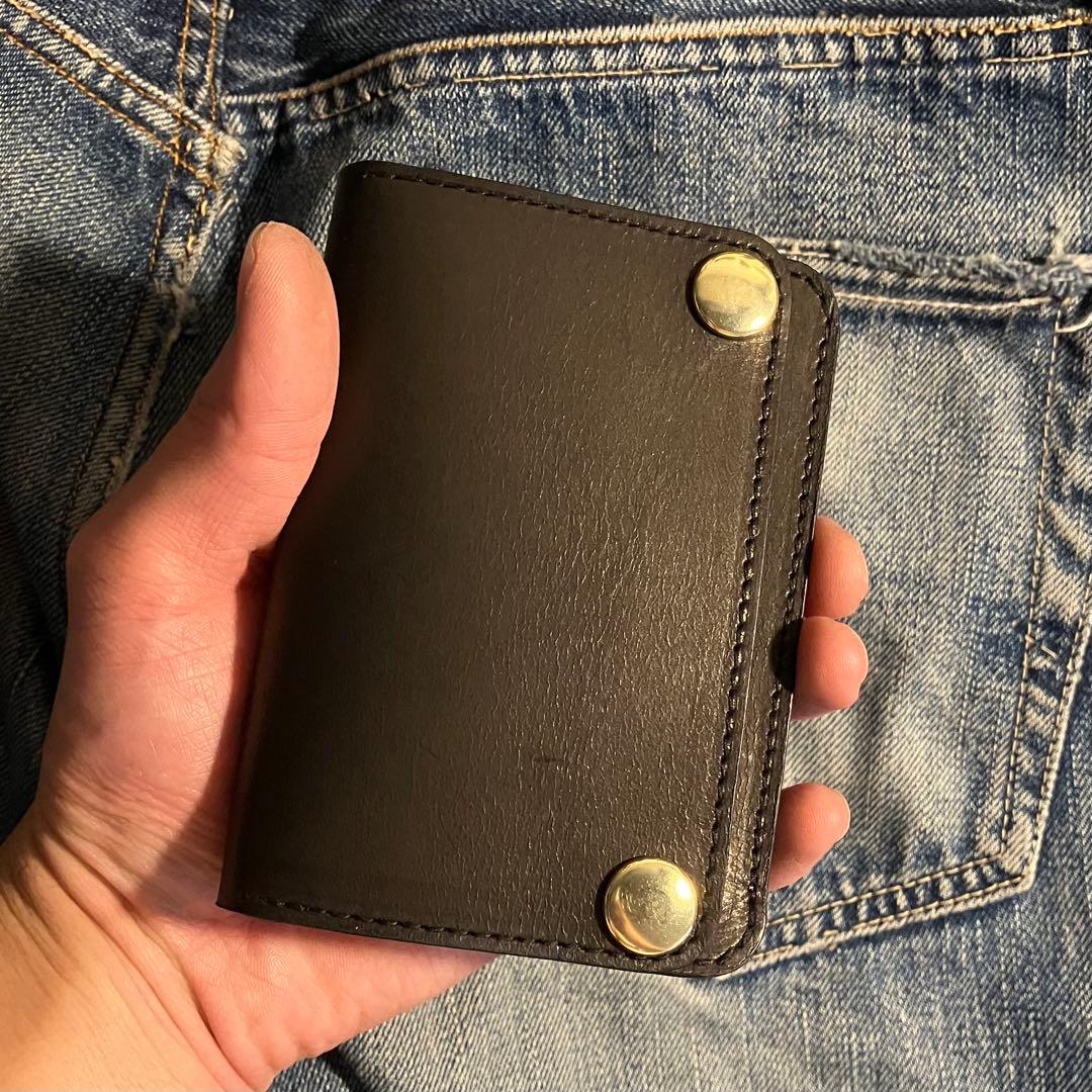 お札が折れない！ミドルトラッカーウォレット 3層 ブラス 真鍮 栃木レザー