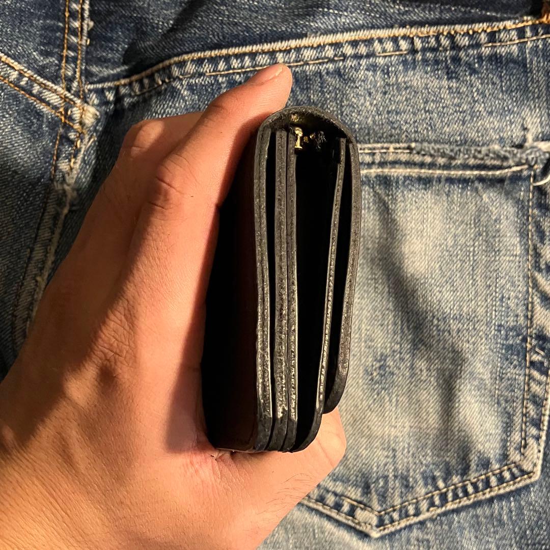 お札が折れない！ミドルトラッカーウォレット 3層 ブラス 真鍮 栃木レザー