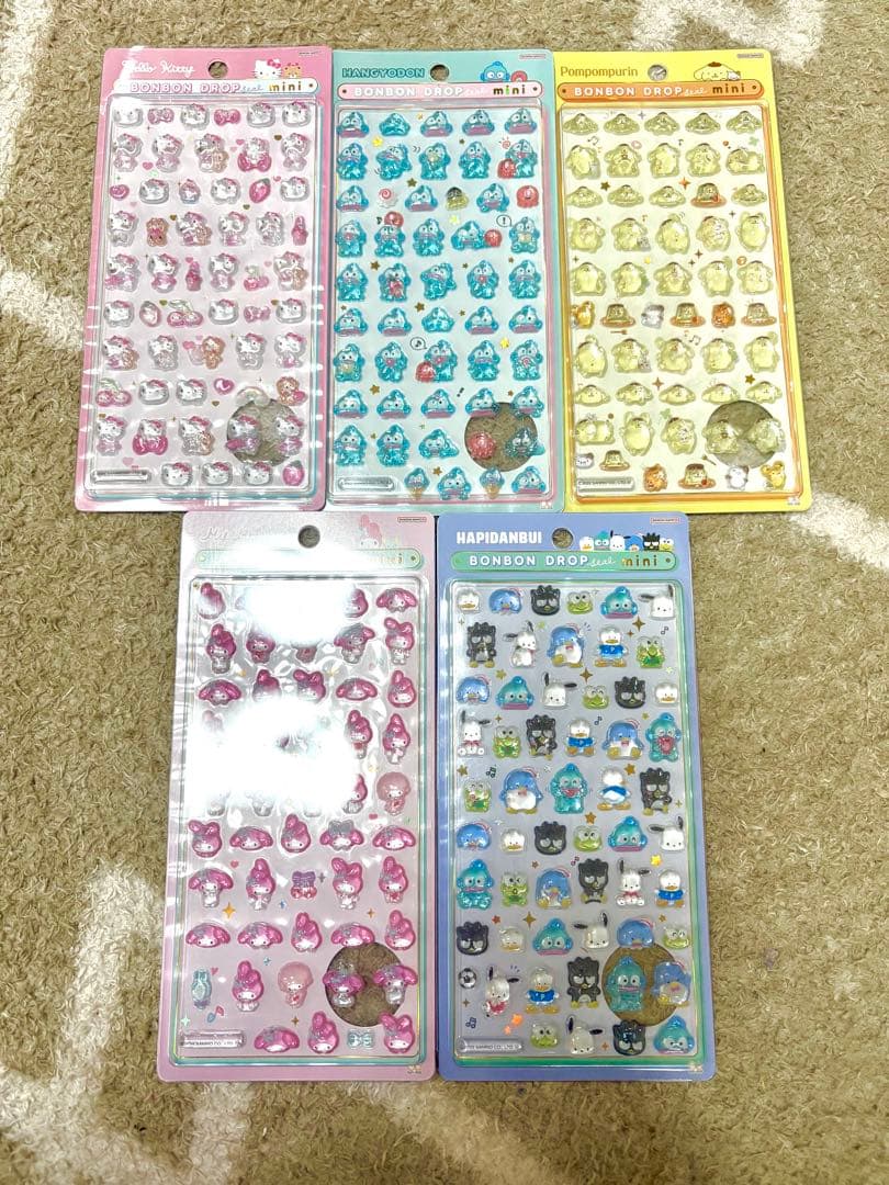 サンリオ ボンボンドロップシールミニ mini 正規品 5枚セット はぴだんぶい