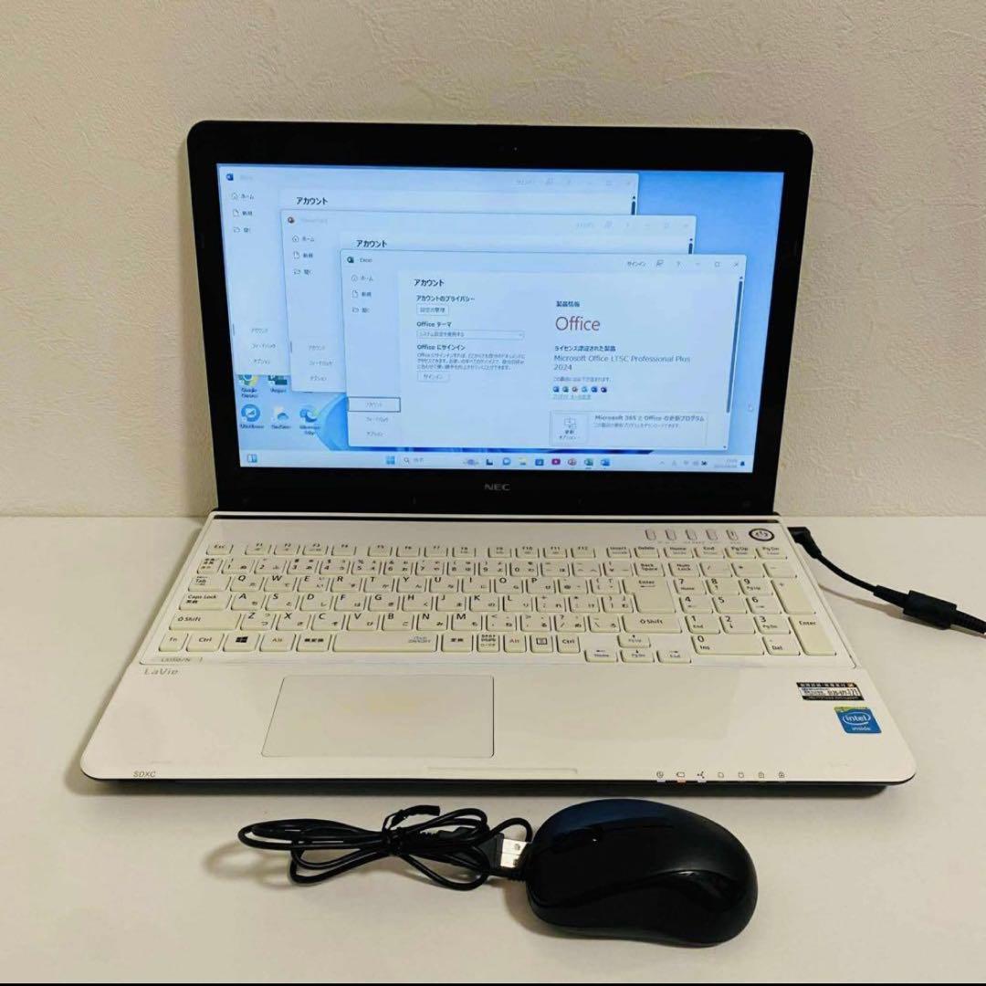 Y812 NECノートパソコンSSDメモリ8G高速Windows11オフィス付き