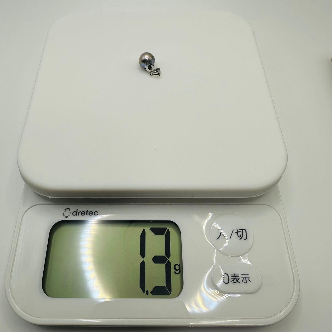 高級 K14WG黒蝶真珠（タヒチパール）ペンダントトップ 約9.1mm保証書付き