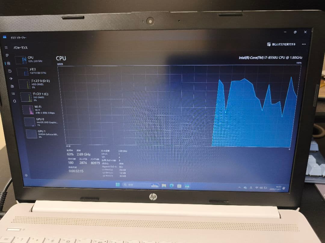 HP 15-da0058TX（Core i7／SSD＋HDD／初期化済み）