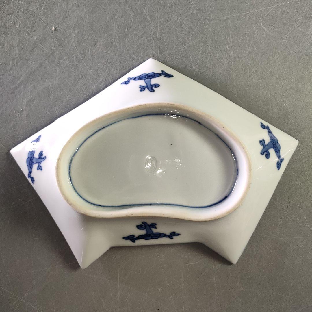 A1224-2/宮永東山 造/結文形青花遊舟図刺身皿5客/共箱/銘々皿/懐石道具