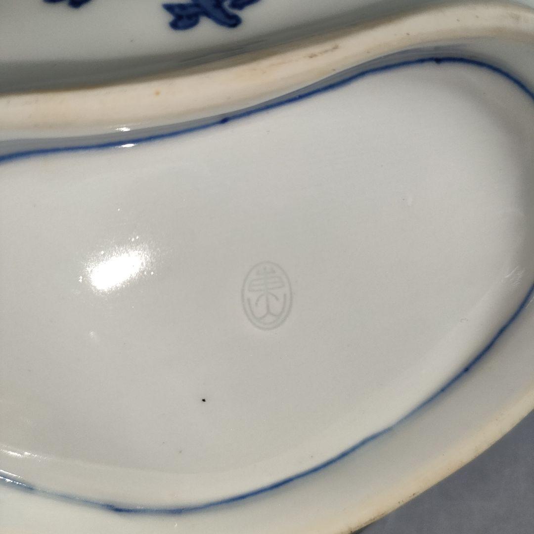 A1224-2/宮永東山 造/結文形青花遊舟図刺身皿5客/共箱/銘々皿/懐石道具