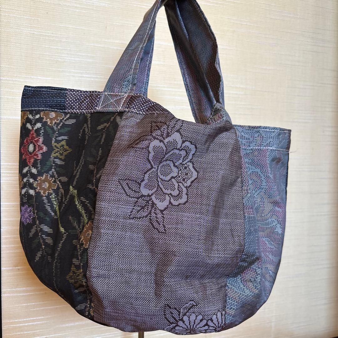 ハンドメイド　大島紬(古着)リメイク トートバッグ　着物リメイク　ハンドバック