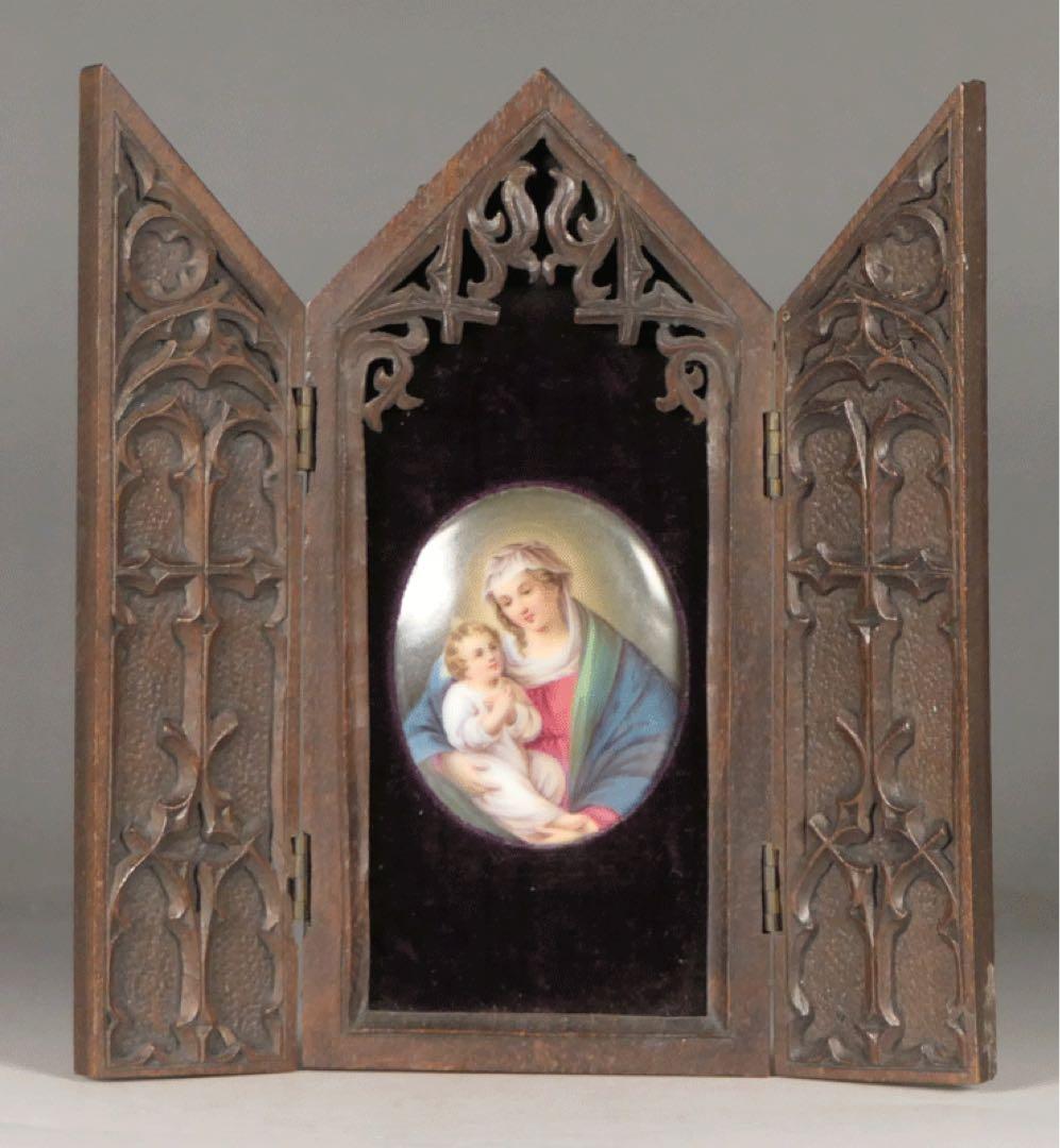 陶板画　聖母子像　三連祭壇画　トリプティーク　キリスト教美術