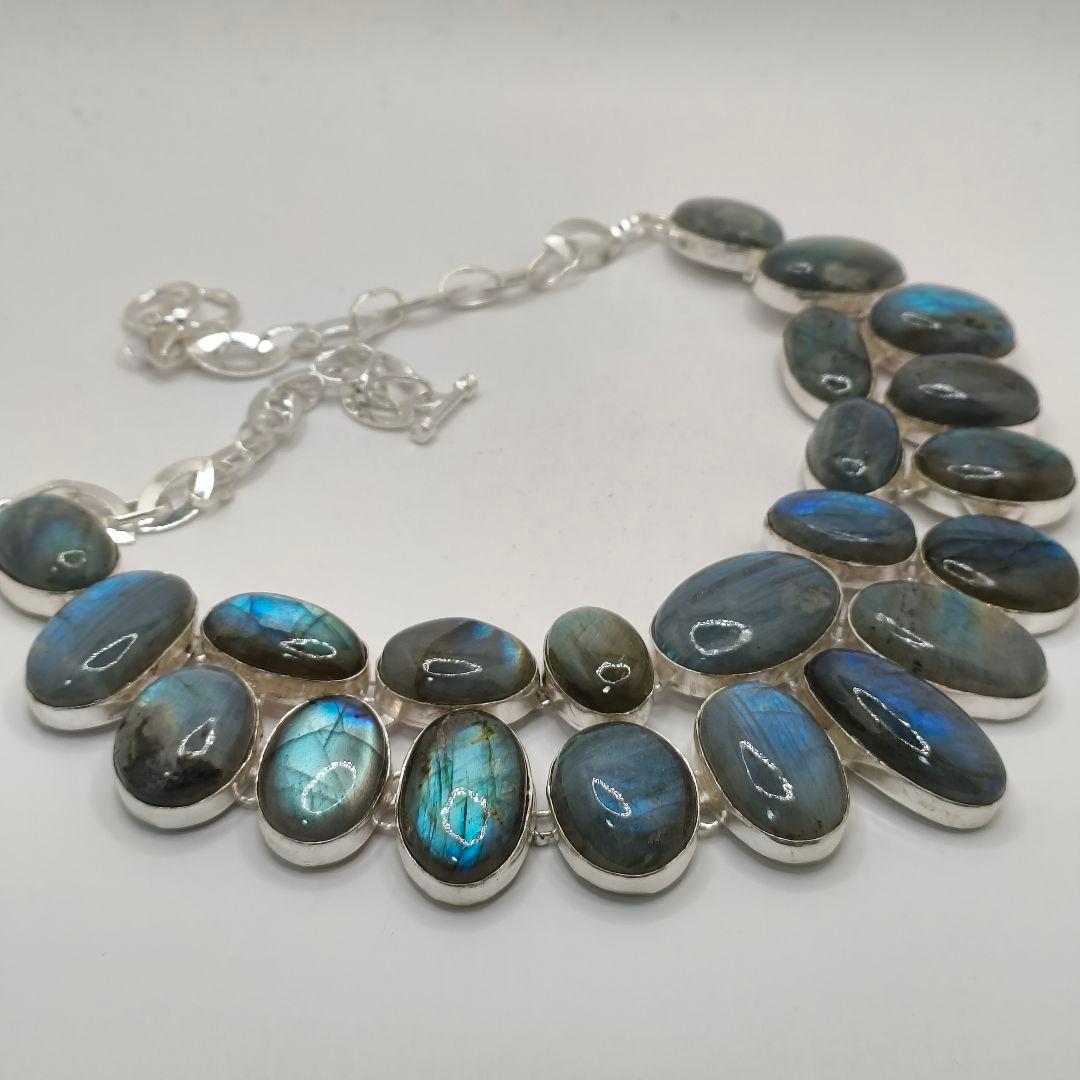 巨大 ラブラドライト 23 天然石 ネックレス シルバー ビジュージュエリー