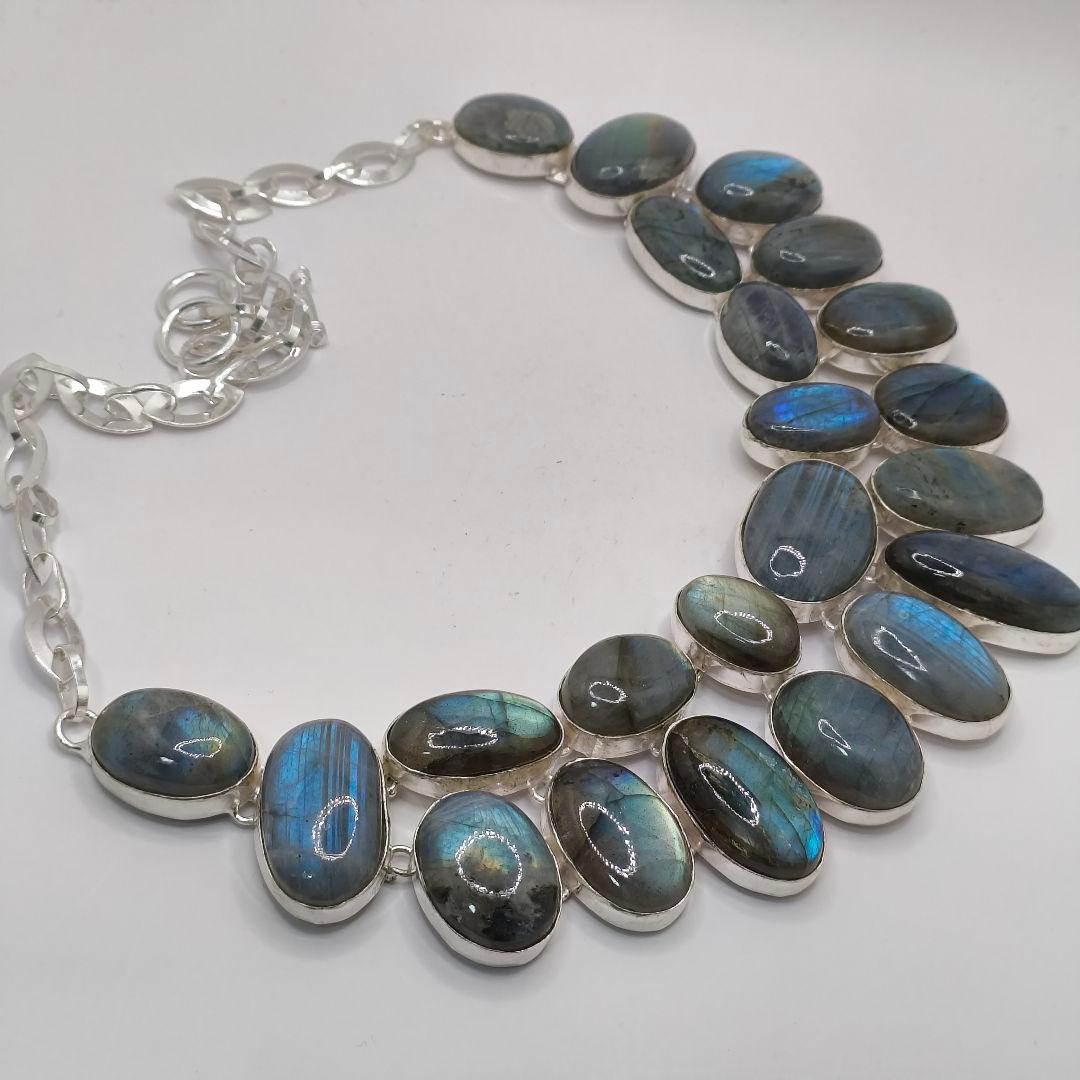 巨大 ラブラドライト 23 天然石 ネックレス シルバー ビジュージュエリー