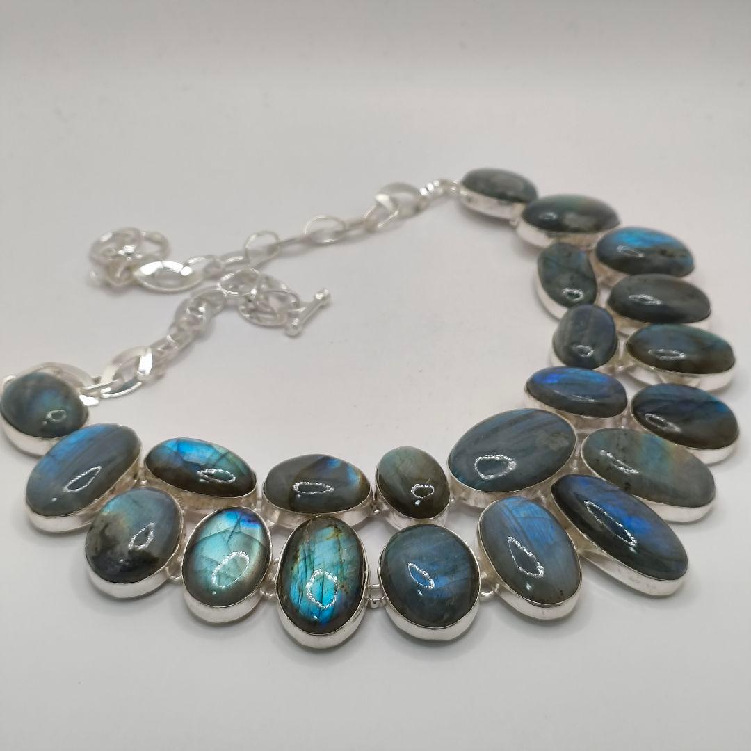 巨大 ラブラドライト 23 天然石 ネックレス シルバー ビジュージュエリー