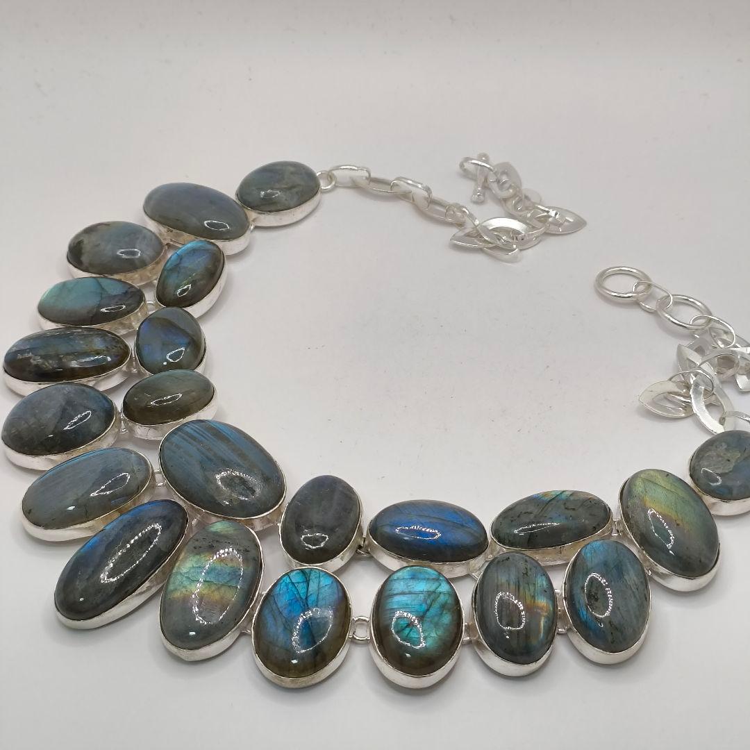 巨大 ラブラドライト 23 天然石 ネックレス シルバー ビジュージュエリー