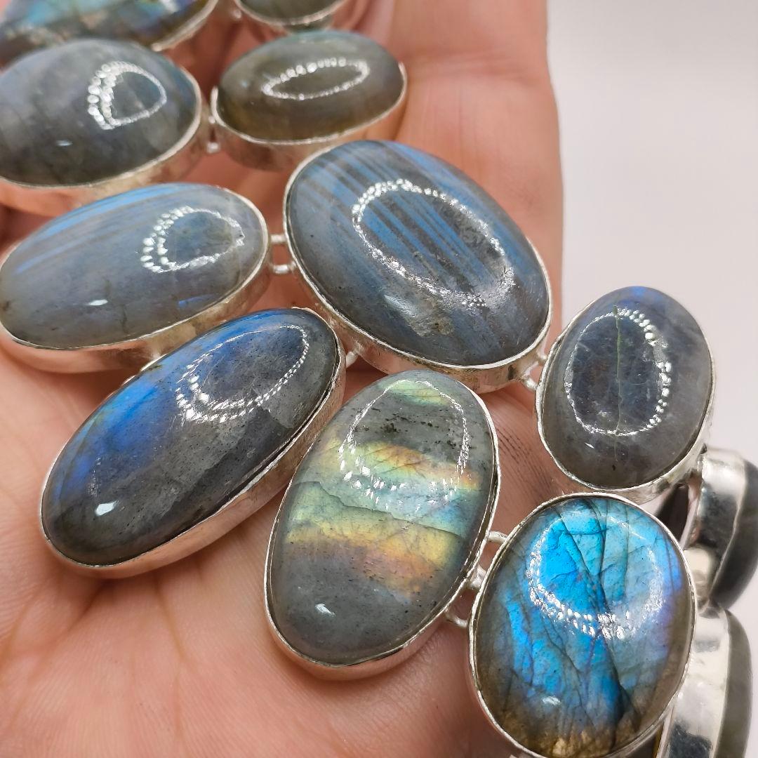 巨大 ラブラドライト 23 天然石 ネックレス シルバー ビジュージュエリー