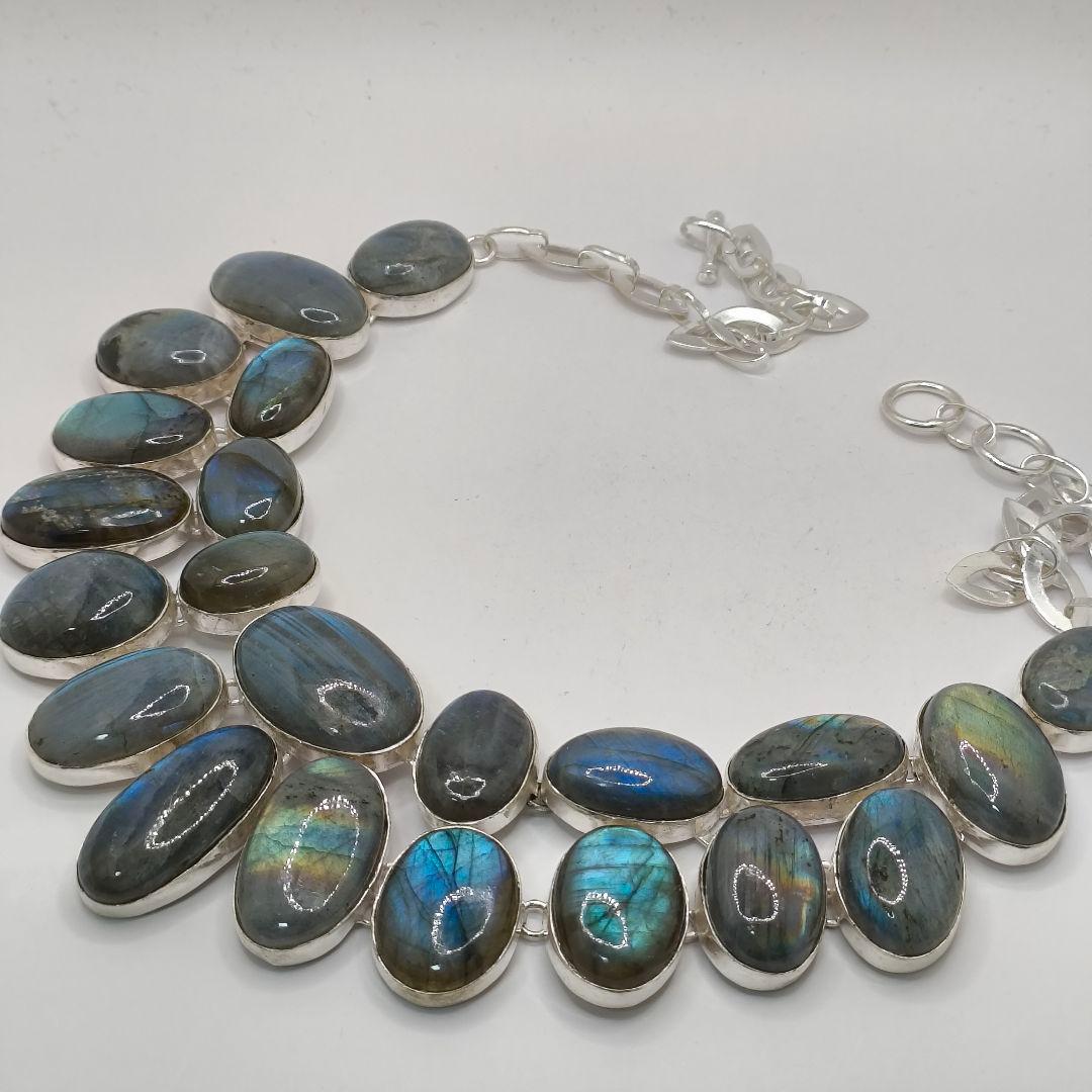 巨大 ラブラドライト 23 天然石 ネックレス シルバー ビジュージュエリー