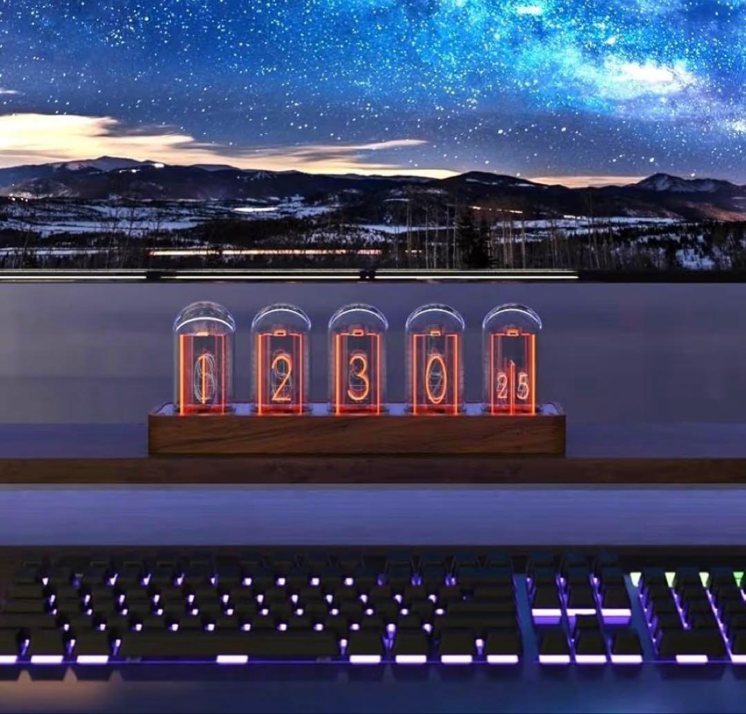 ニキシー管風置き時計 RGB　LED置き時計　 ニキシー管デジタル置き時計