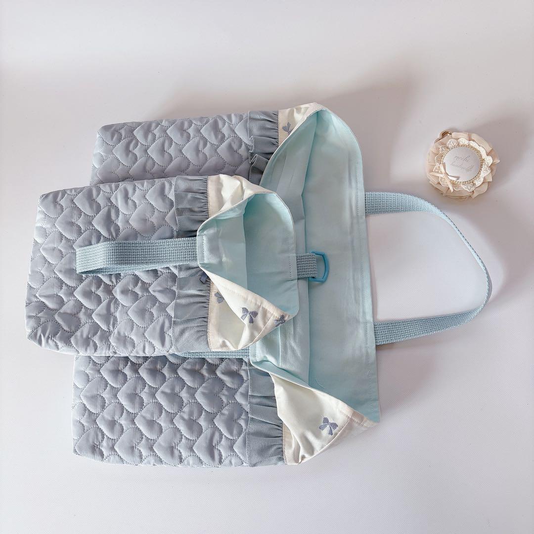 ちゃき様　レッスンバッグ　上履き袋　体操着袋　ヌビ　ハート　キルト