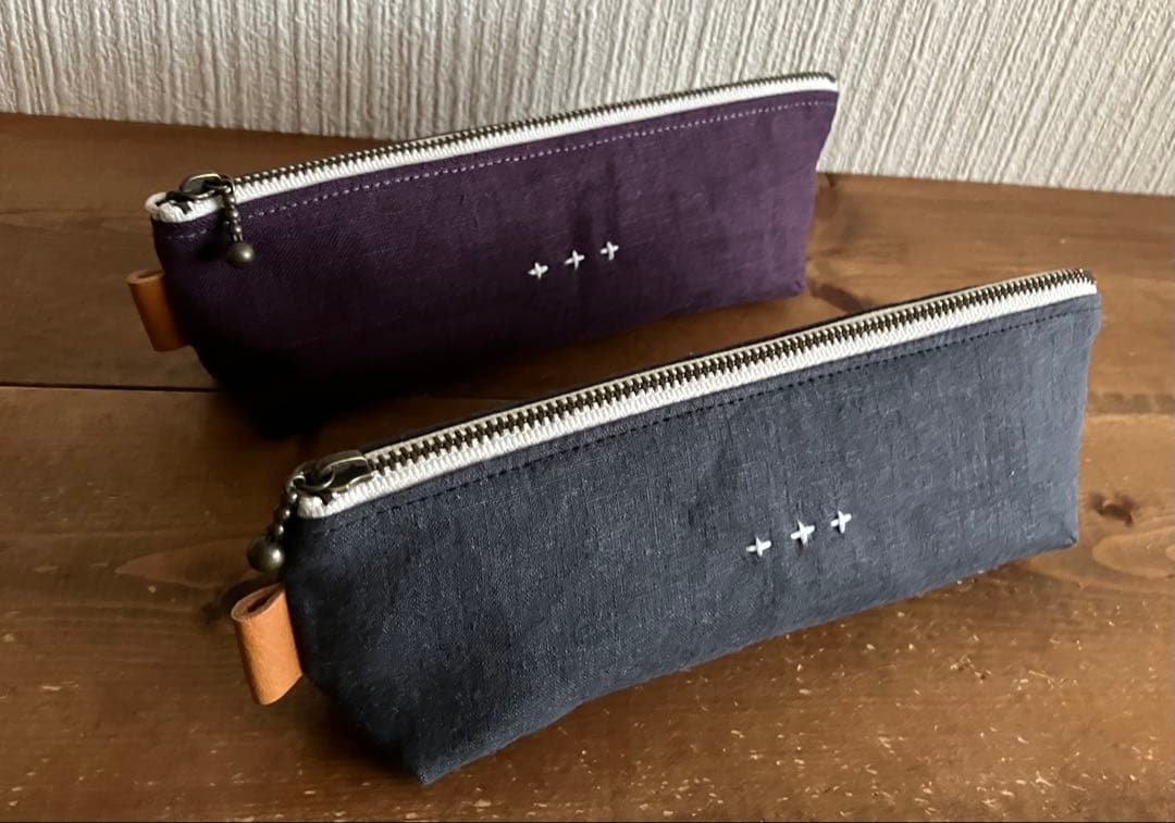 mugiさま専用 くったりぶどういろリネン シンプルペンポーチ 他2点