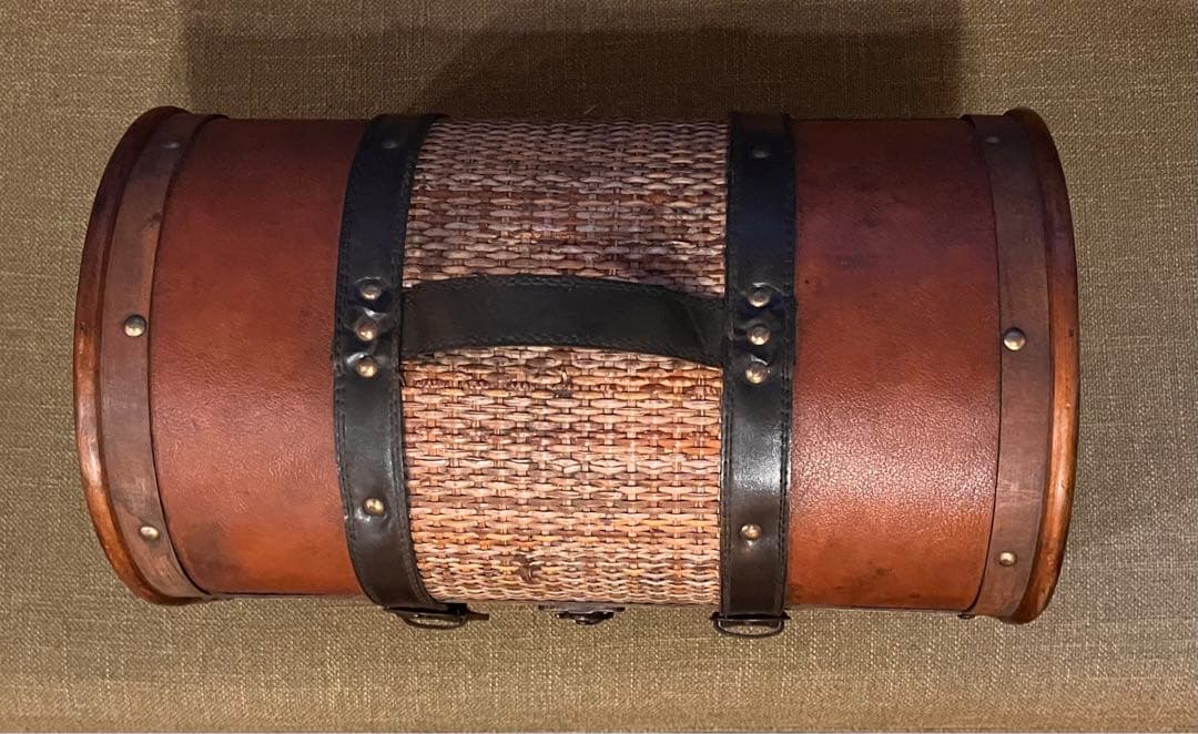 木製&籐　トレジャーボックス　大小2点セット 宝箱　アンティーク レトロ　小物入