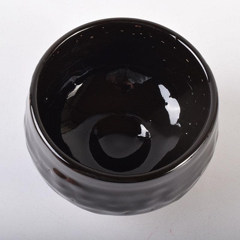 茶道具　二十六代加藤作助造　瀬戸黒茶碗　銘「冬ごもり」　共箱　V　7153