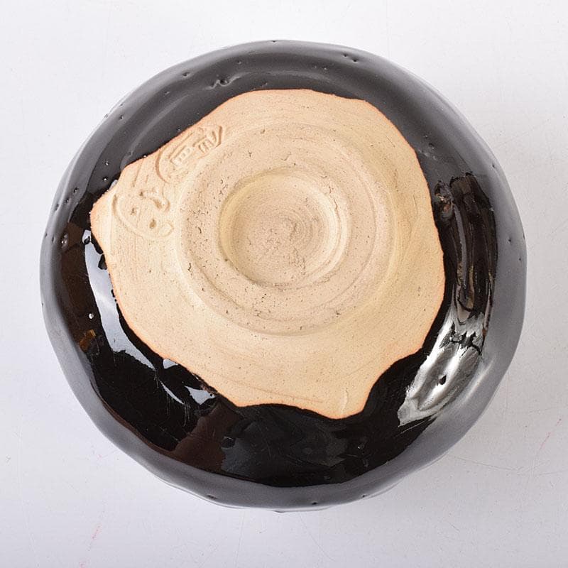 茶道具　二十六代加藤作助造　瀬戸黒茶碗　銘「冬ごもり」　共箱　V　7153