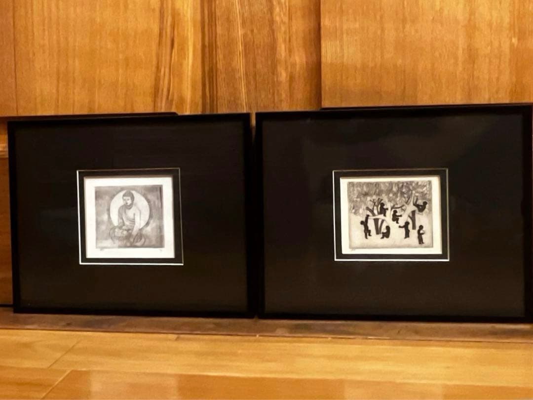 仏教的絵画　版画　2点セット　エッチング/リトグラフ/銅版画