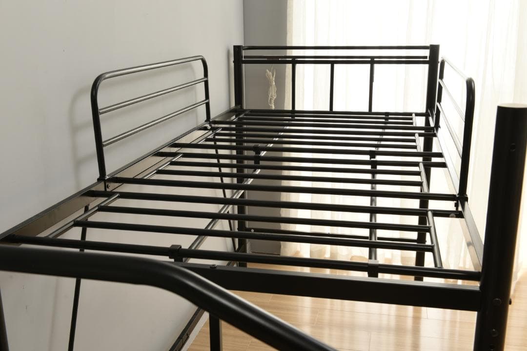 【パイプ床板・シングル】ロフトベッド 耐荷重150kg 北欧風 大人 BLACK