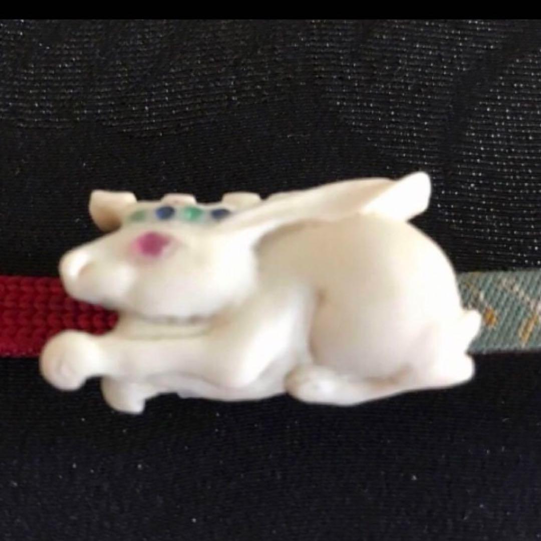 【種名　日本鹿の角】 手彫り帯留め　⭐️輝く瞳の兎王⭐️ ☆匿名☆