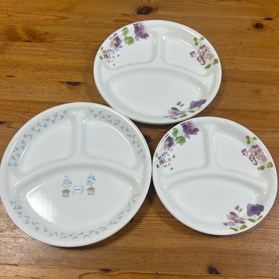 コレール　ランチプレート　仕切皿　3種２枚づつ　６枚セット　USA製