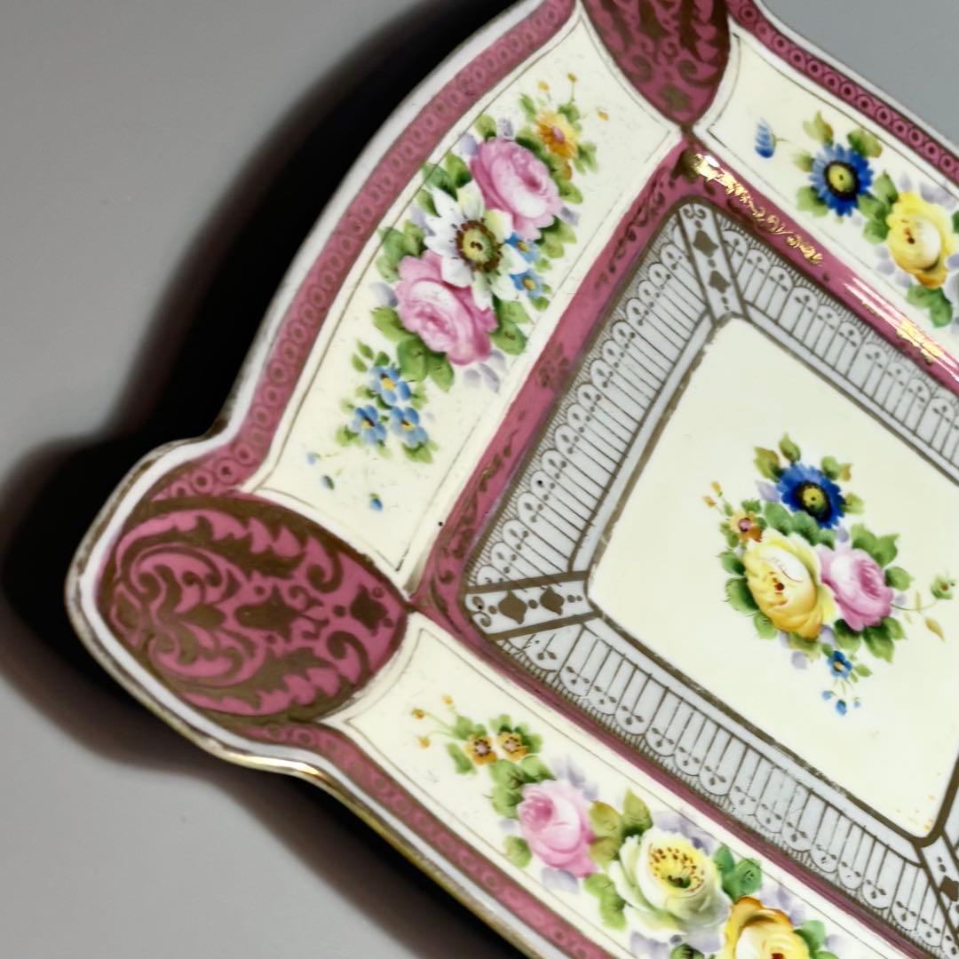 アンティーク1918年　オールドノリタケ　手描き　金彩薔薇絵　スクエアプレート