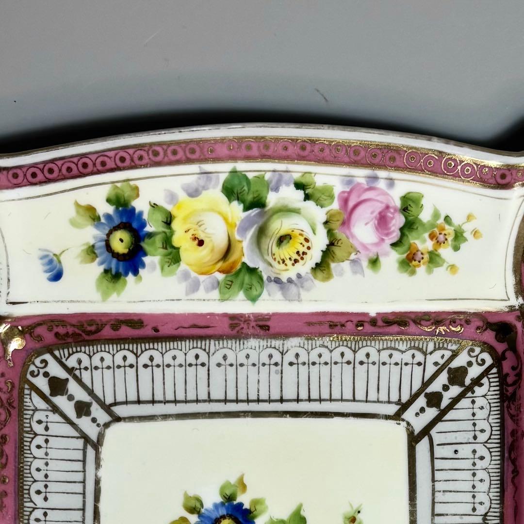 アンティーク1918年　オールドノリタケ　手描き　金彩薔薇絵　スクエアプレート