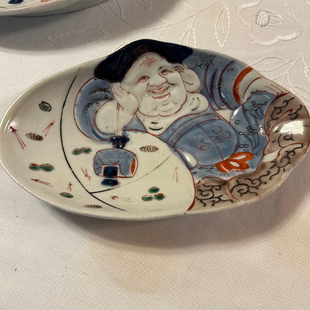 古伊万里　恵比寿柄　3枚セット　骨董品
